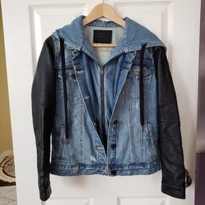vegan leather denim jacket